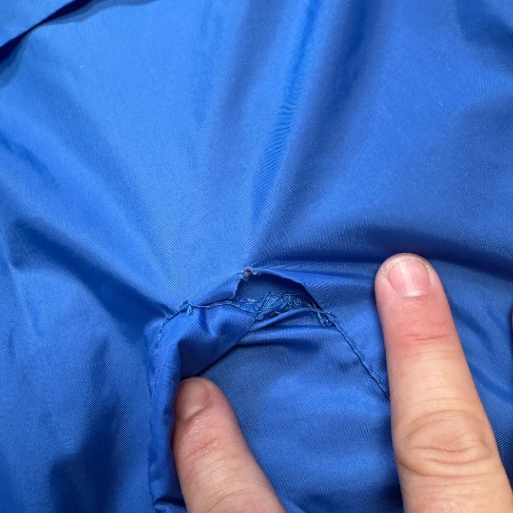 Vintage Adidas Men's Medium Full Zip Hooded Windbreaker Hidden Hood Jacket Blue